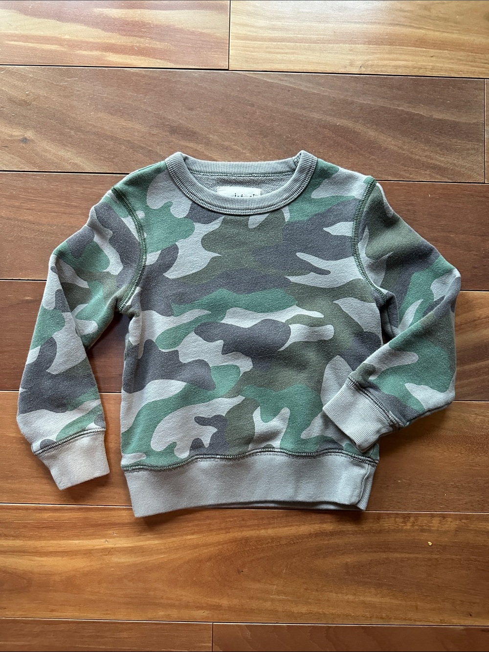 Mini Boden Kids Camo Crewneck Sweatshirt - Green Camouflage 4T